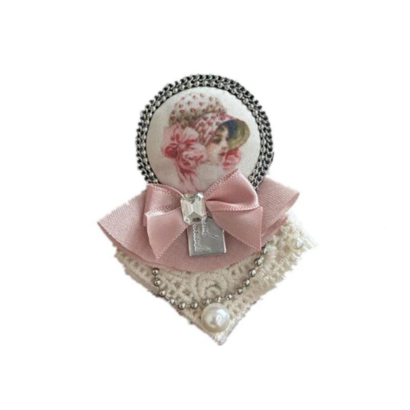 Koreanische Strass Perle Abzeichen Broschen für Frauen Rosa Stoff Bogen Revers Pin Mode Schal Taste Brosche Zubehör für Rucksäcke – Detail 6