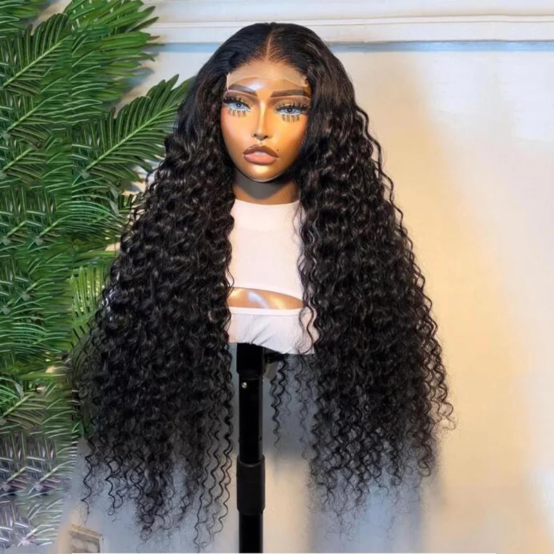 Glueless Long Soft  26” 180Density Black Kinky Curly Lace Front Wig For Black Women BabyHair Heat Resistant Preplucked Daily