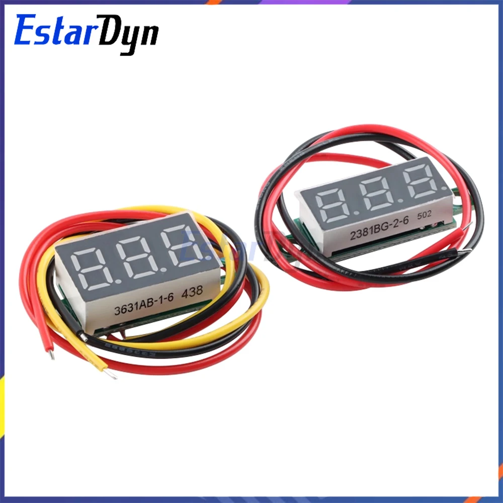 0.28 0.36 Inch DC LED Voltmeter, 0-100V Voltage Tester with 3 Colors Display for Auto Car Motorcycle Battery Monitor
