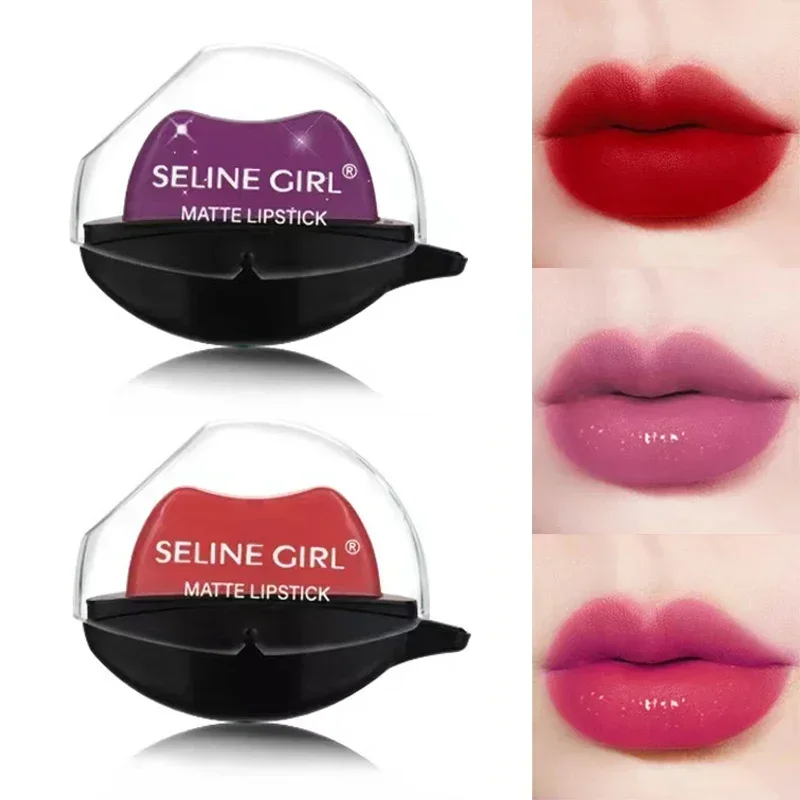 Lip-shaped Lipstick Makeup Lazy Lipstick Velvet Matte Moisturizing Lip Gloss Waterproof Non-stick Cup Long Lasting Makeup