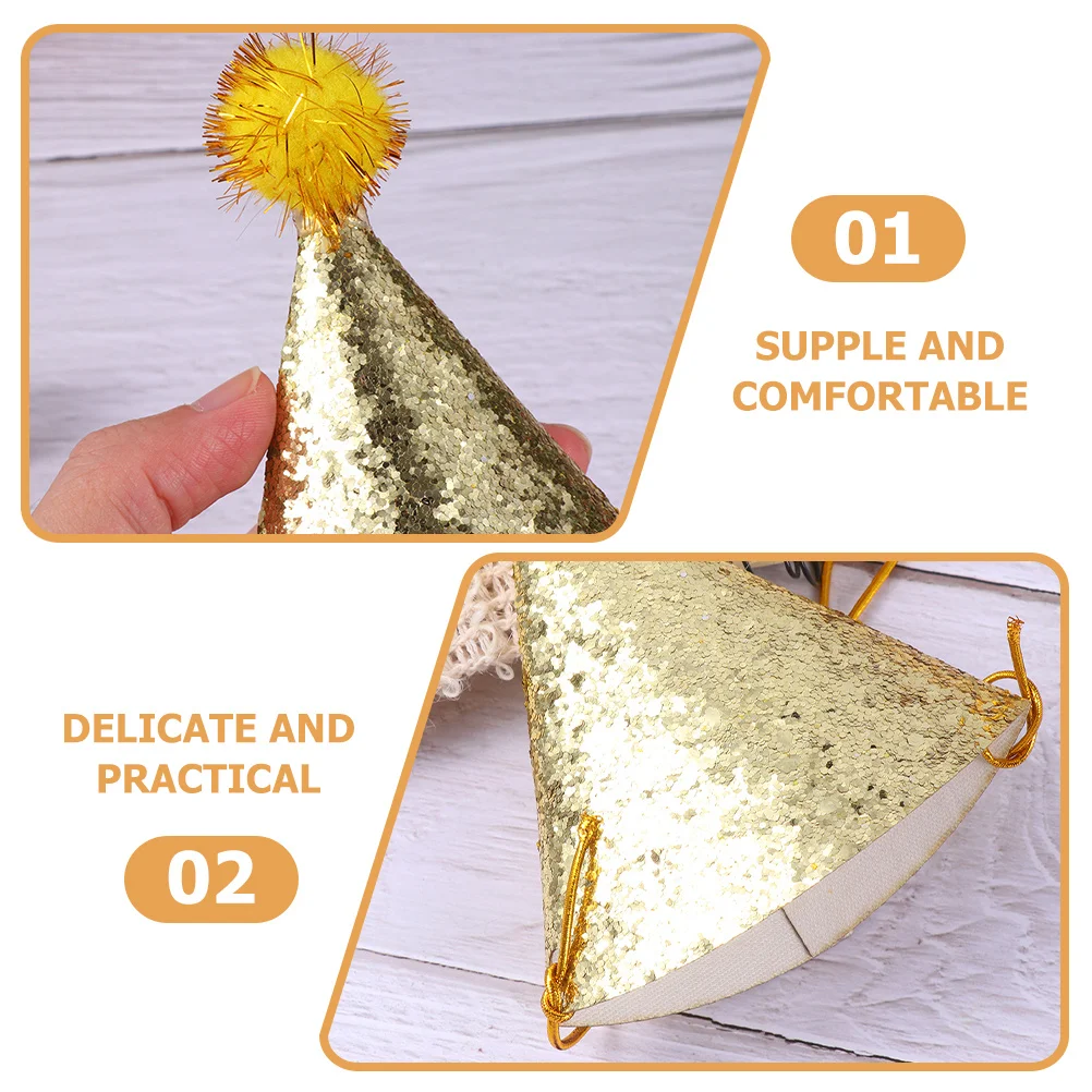 

8pcs Hats Kids Shiny Crown Hat Cone Hat Kids Favors Birthday Decoration Birthday Party Headwear Party Headwear