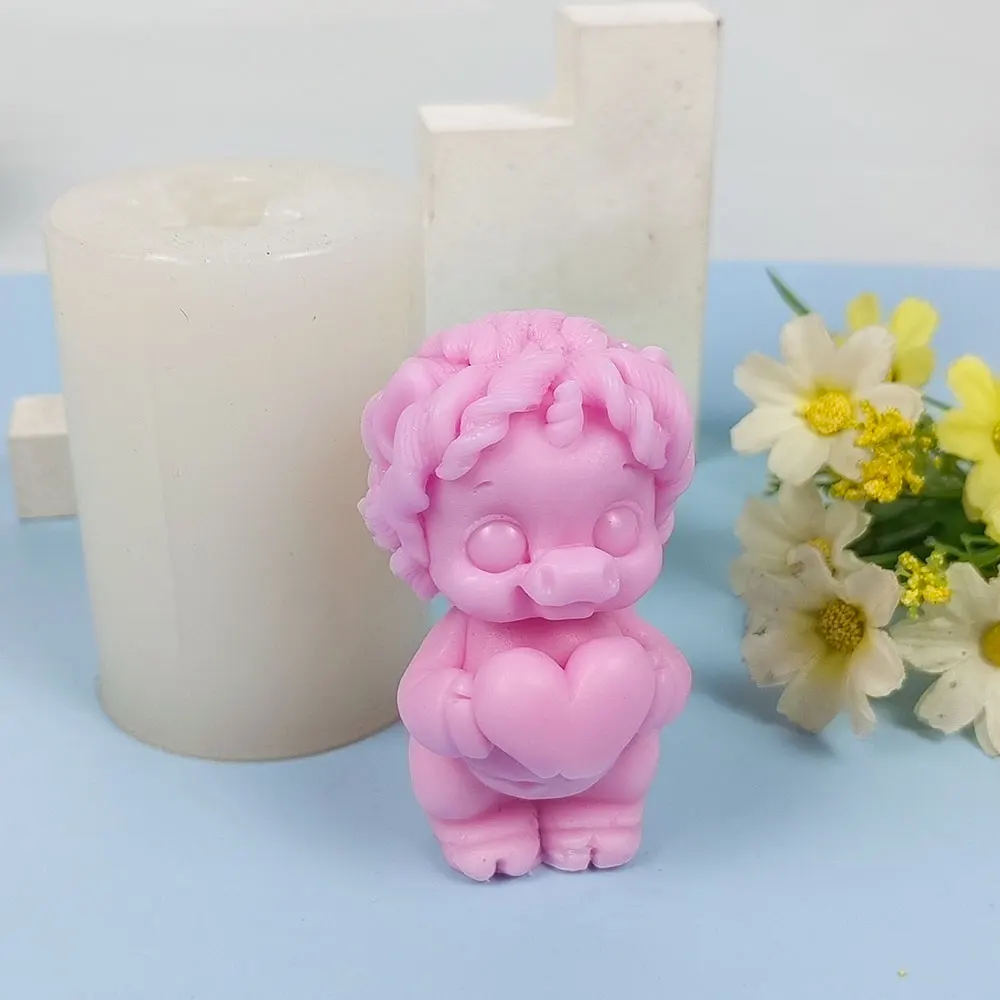 

3D Cute Baby Animal & Heart Silicone Mold Concrete Cement Candle Mochi Toy Aroma Plaster Mold Fondant Cake Candle Mold Tool