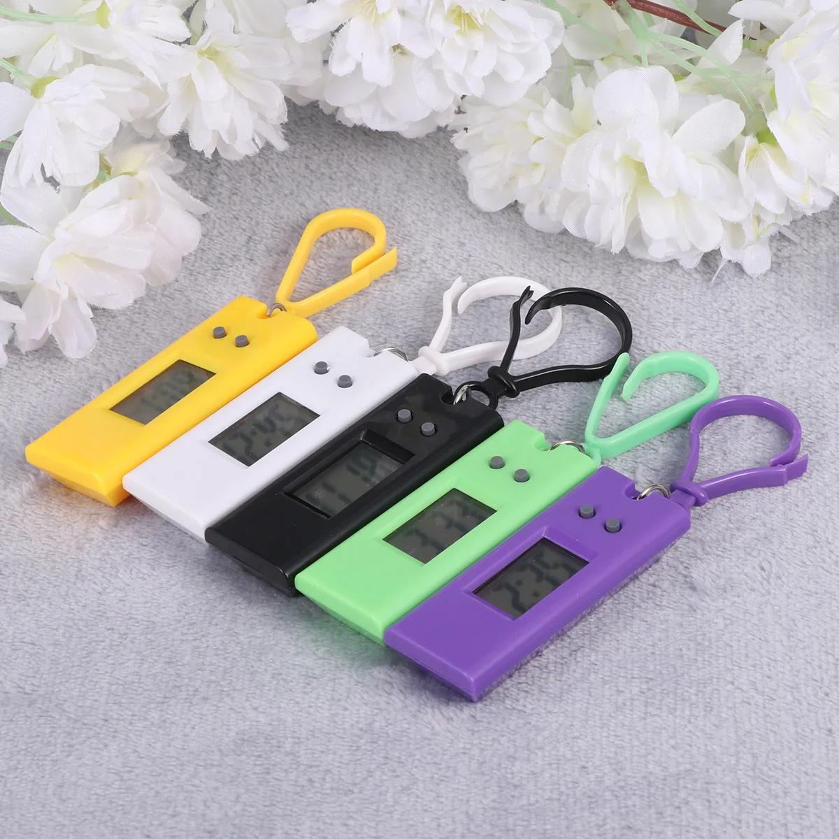

5pcs Electronic Keychain Watches Key Ring Pocket Watch Clip-On Simple Design Accurate Time Reading Belt Loop Backpack Attachable