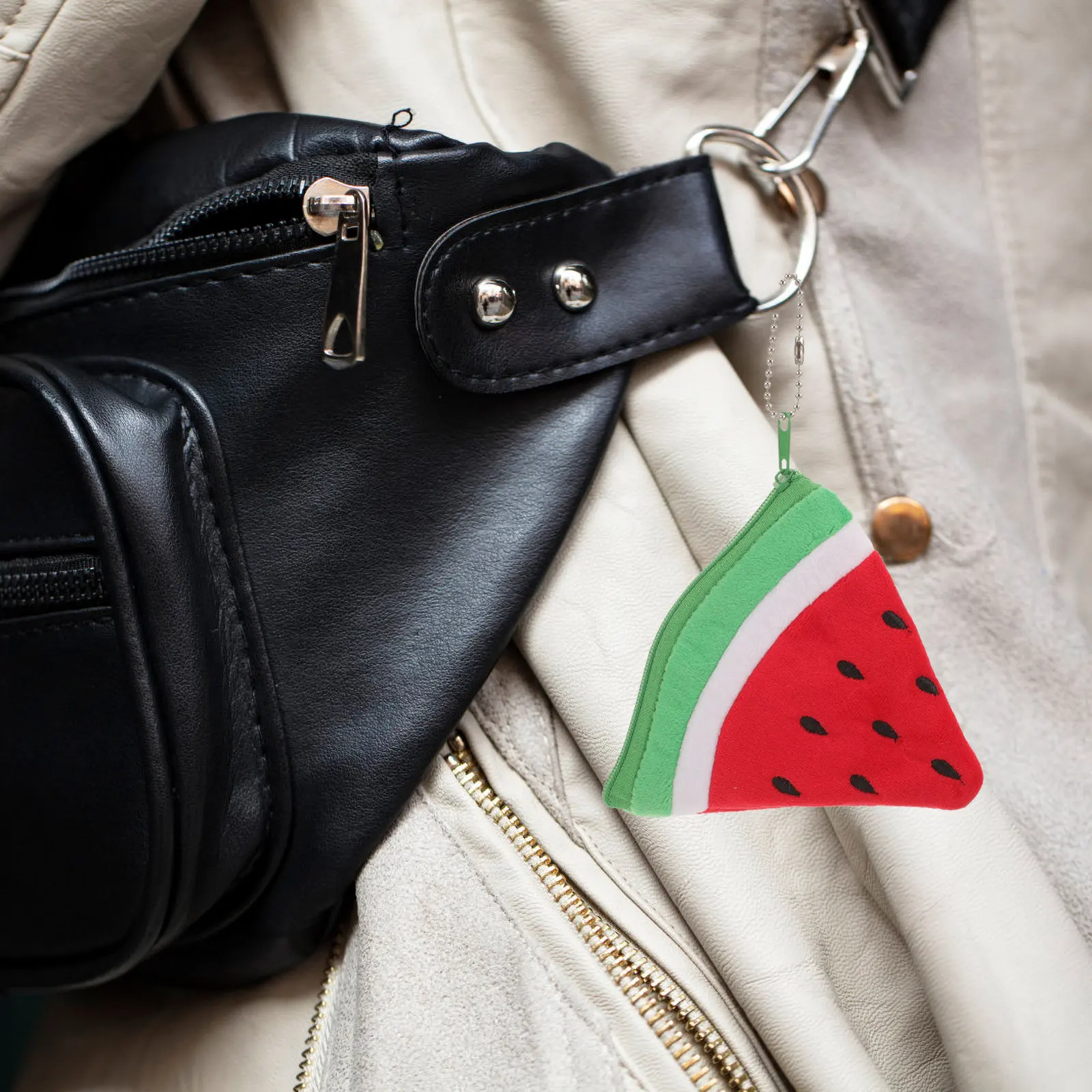 

Кошелек-брелок в форме арбуза, монетница на молнии, маленькая мягкая удобная сумочка для мелочи, женский кошелек, портативная сумка для монет