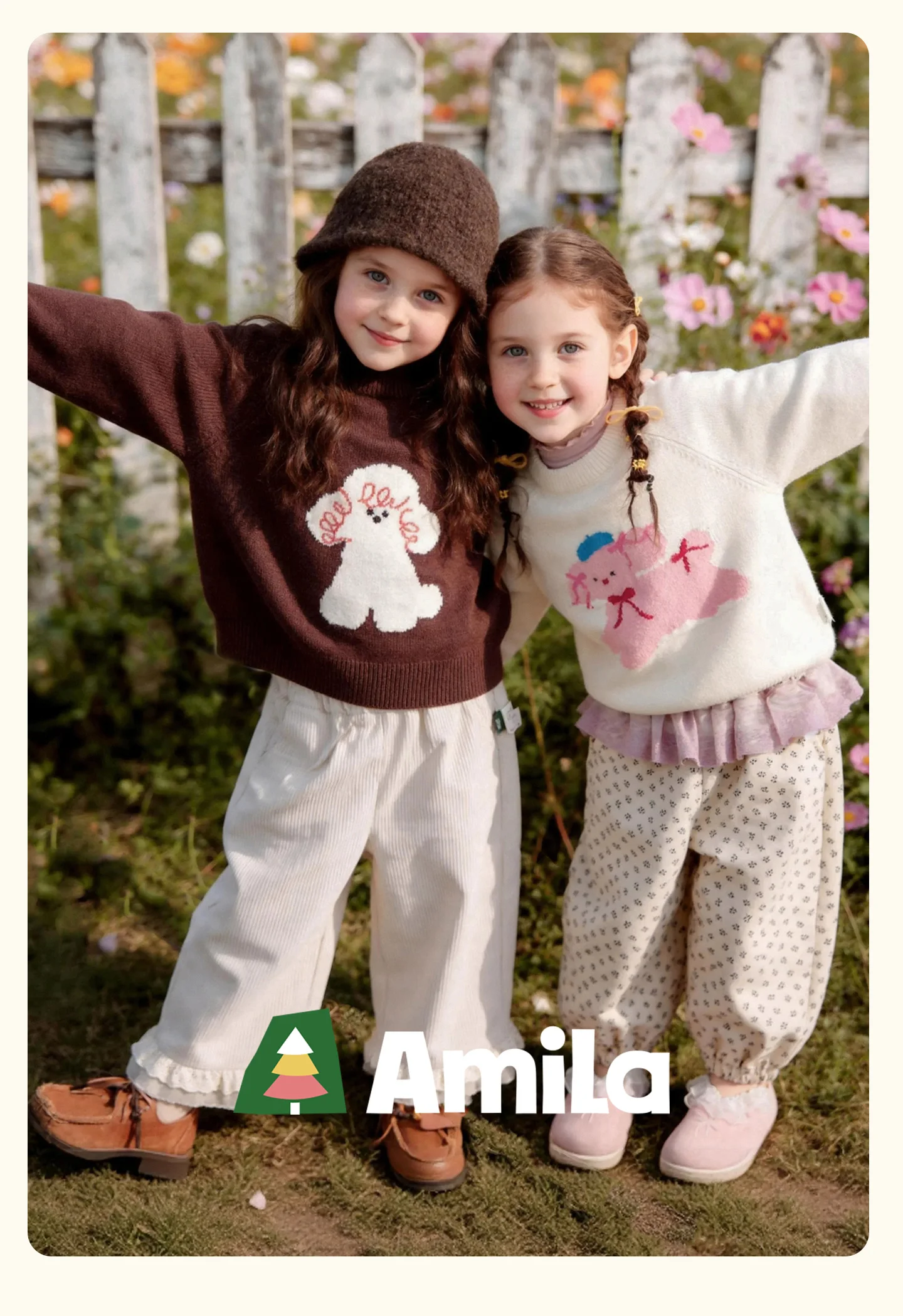 Amila 2026 Herbst Neuer Kinderpullover aus Wolle mit Raglanärmeln, Cartoon-Motiv mit niedlichen Haustieren, modisch, lässig, bequem, für den täglichen Gebrauch, Langarm-Oberteil – Detail 1