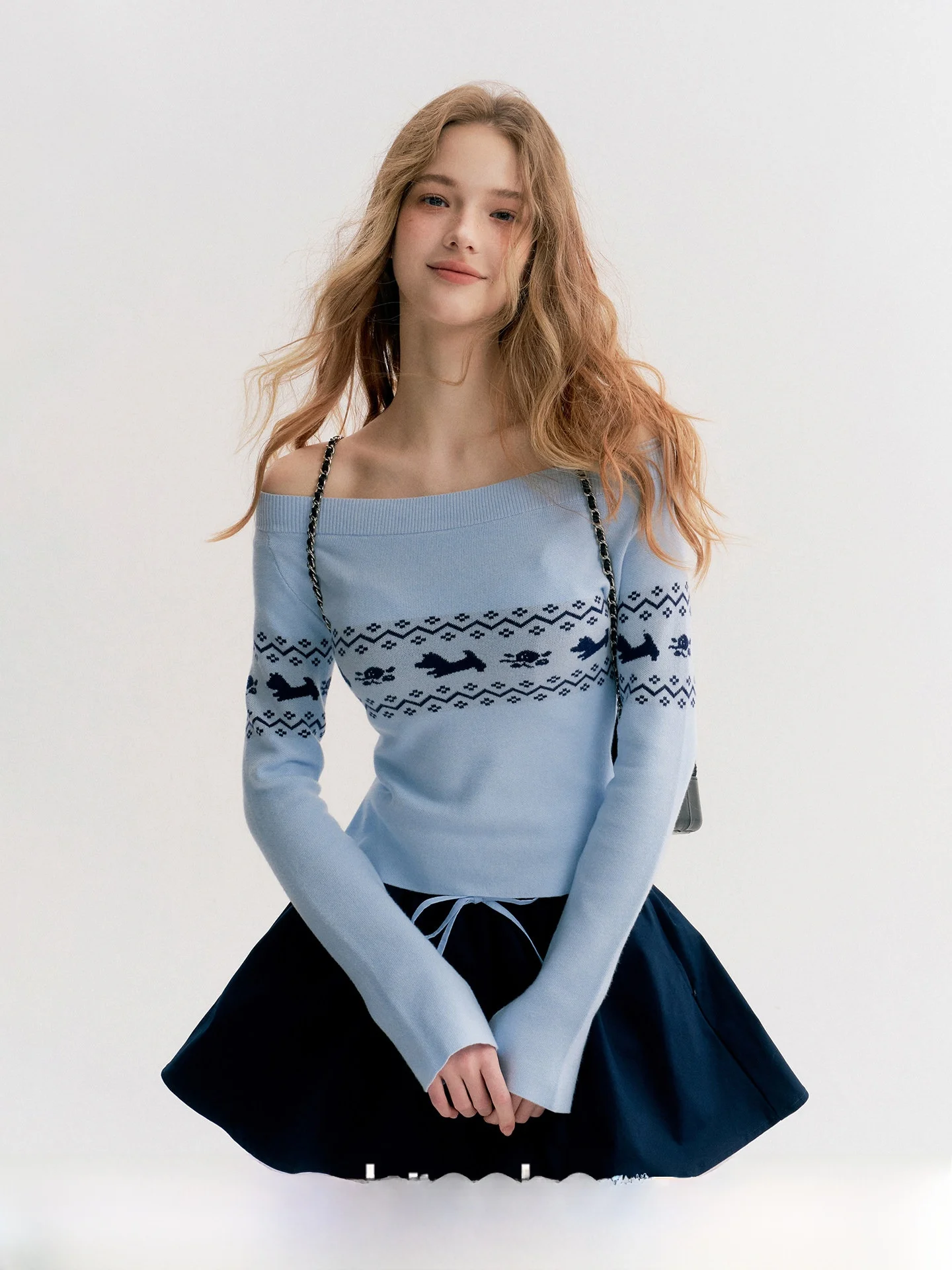 

Kroche Lazy Color Colion Hand-Painted Fair Isle Pattern Long Sve Knitted Sweater Women's Slim Fit Two-Way Collar Ciwa...