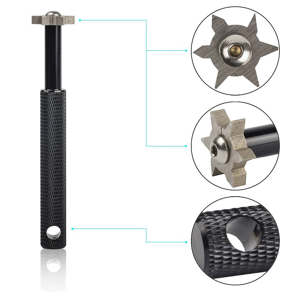 Golf Hex Clearing Tool Golf Groove Sharpener With 6 Cutters For Optimal Backspin Black