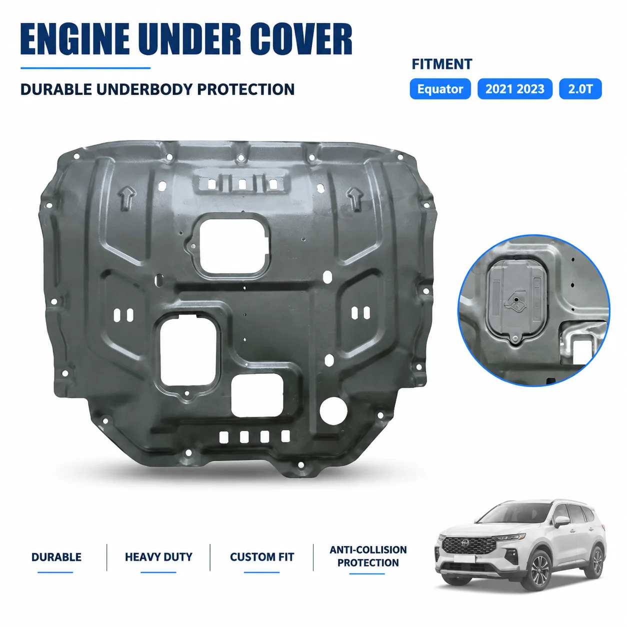 Custom Fit Engine Skid Plate For Ford Equator 2021 2023 2.0T Heavy Duty Underbody Protection With Anti Collision Design