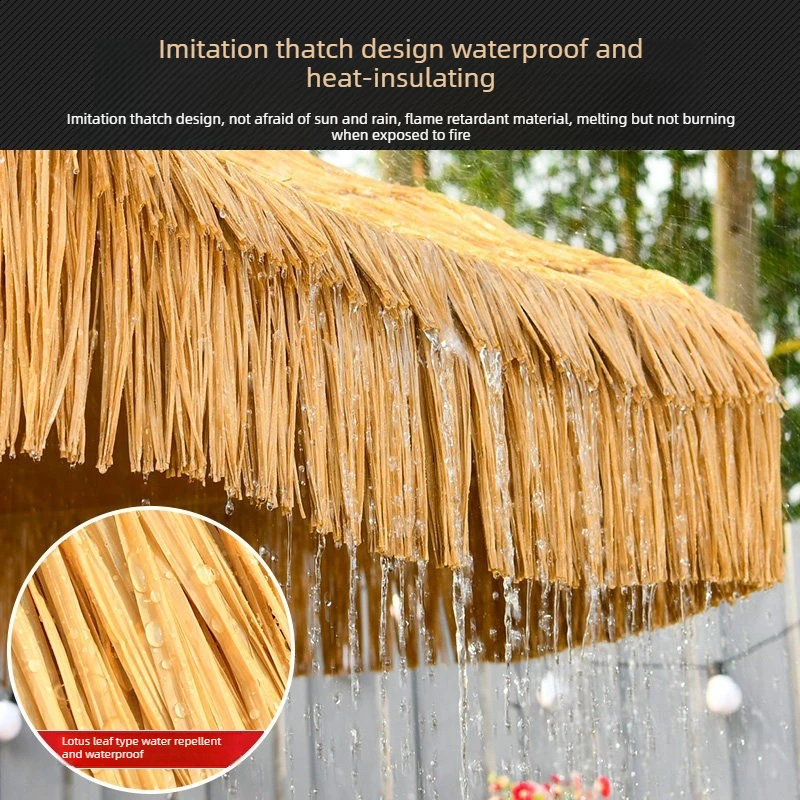 Outdoor Sun Umbrella Patio Shade Sail with Straw Roof for Beach Resort and Garden