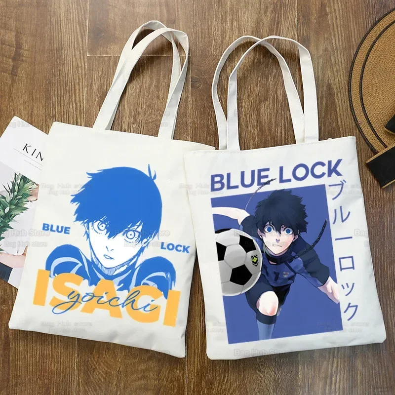 Blue Lock Isagi Yoichi Anime Canvas Shoulder Bag Canvas Tote Eco Shopping Bag Canvas Tote Bag Casual HandBag Daily Use