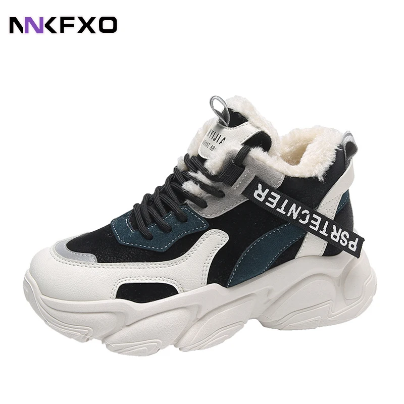 

Women's Cotton-padded Shoes Fashion Casual Shoes Female Winter Comfortable Warm Shoes PU Leather Shoes Front Lace-up Shoes QB517