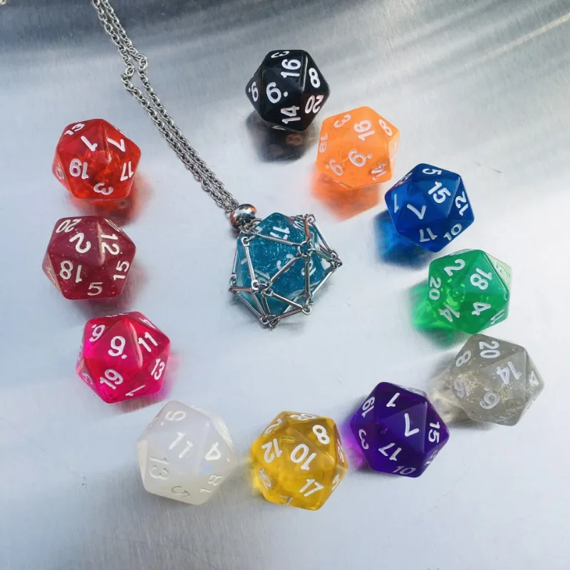 Collar de dados DND D20, jaula de acero inoxidable para dados D & d, colgante de dados DND, regalo para mazmorra Master, D & D Player y RPG Gamer