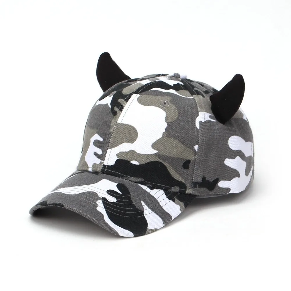 3D Devil Horn Baseball Cap Adjustable Breathable Outdoor Sports Sun Hat Cosplay Visor Sunscreen Hats For Man Women Unisex