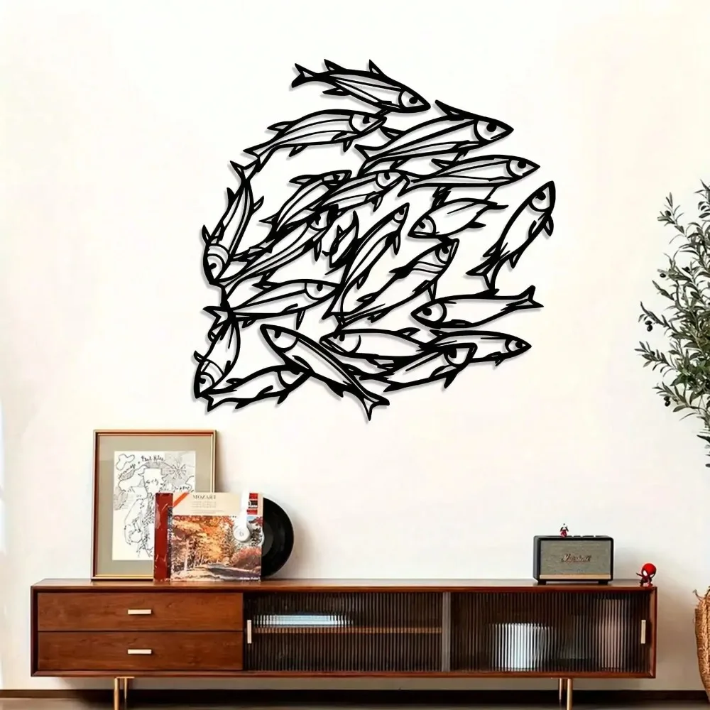 1 Stück Fisch-Metall-Wandkunst, Vintage-Ozean-Wanddekoration für Wohnzimmer, Schlafzimmer, Café
