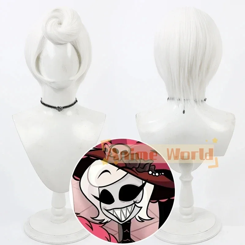 Rosie Cosplay Anime Hotel Rosie Cosplay Wig Short White Heat Resistant Synthetic Hair Halloween