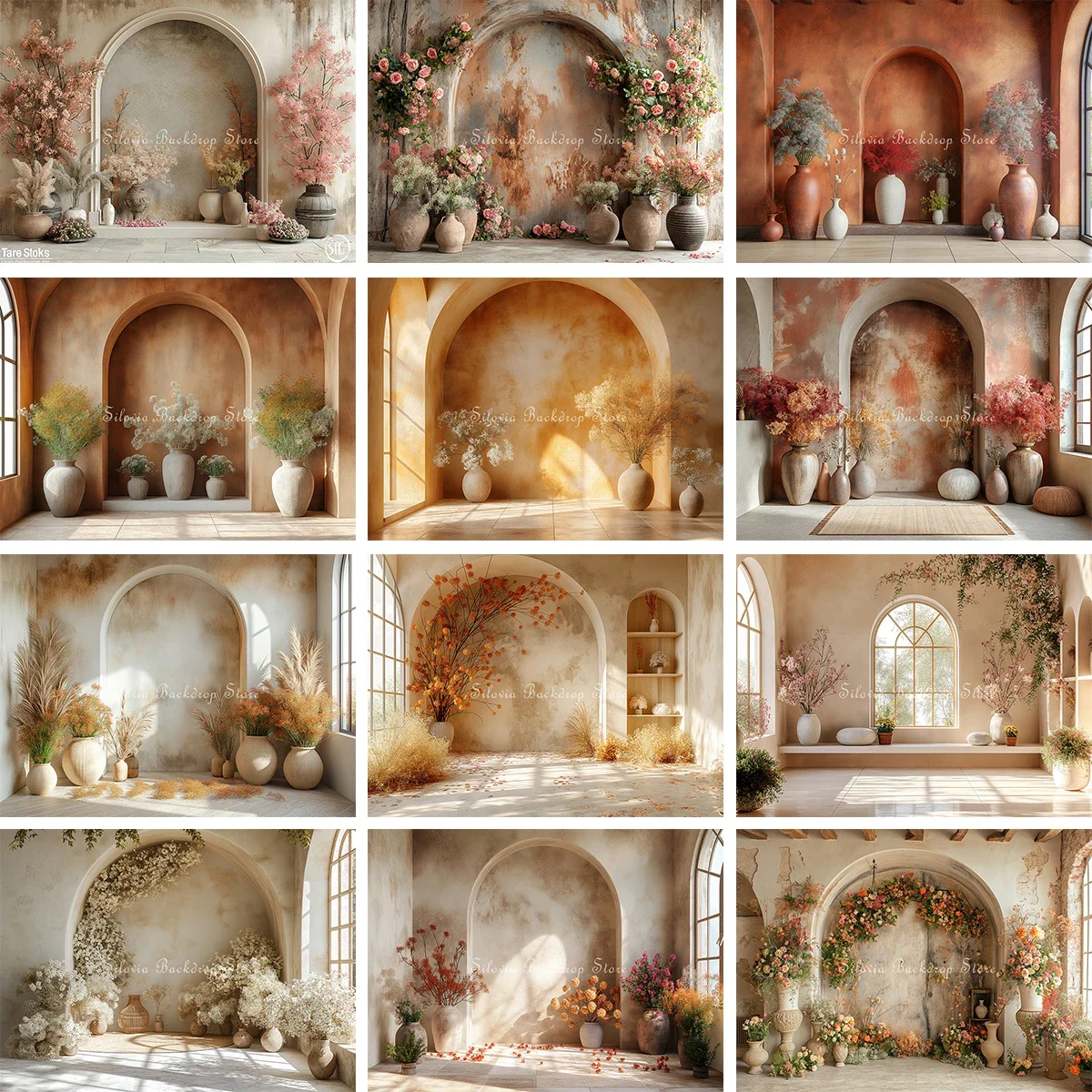 

Bohemian Arch Wall Photography Backdrop Boho Wedding Birthday Flowers Photo Background Adult Art Portrait Photo Studio Props