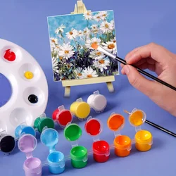 Canvas Paint Set with Paint Tools DIY Painting Kit with Pre-Drawn Canvas + Mini Wooden Stands Kids School Children's Day Gifts