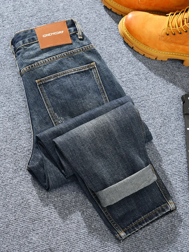 

Autumn fashion brand American retro loose straight leg jeans men's patchwork youth fashion multi pocket street washed pants