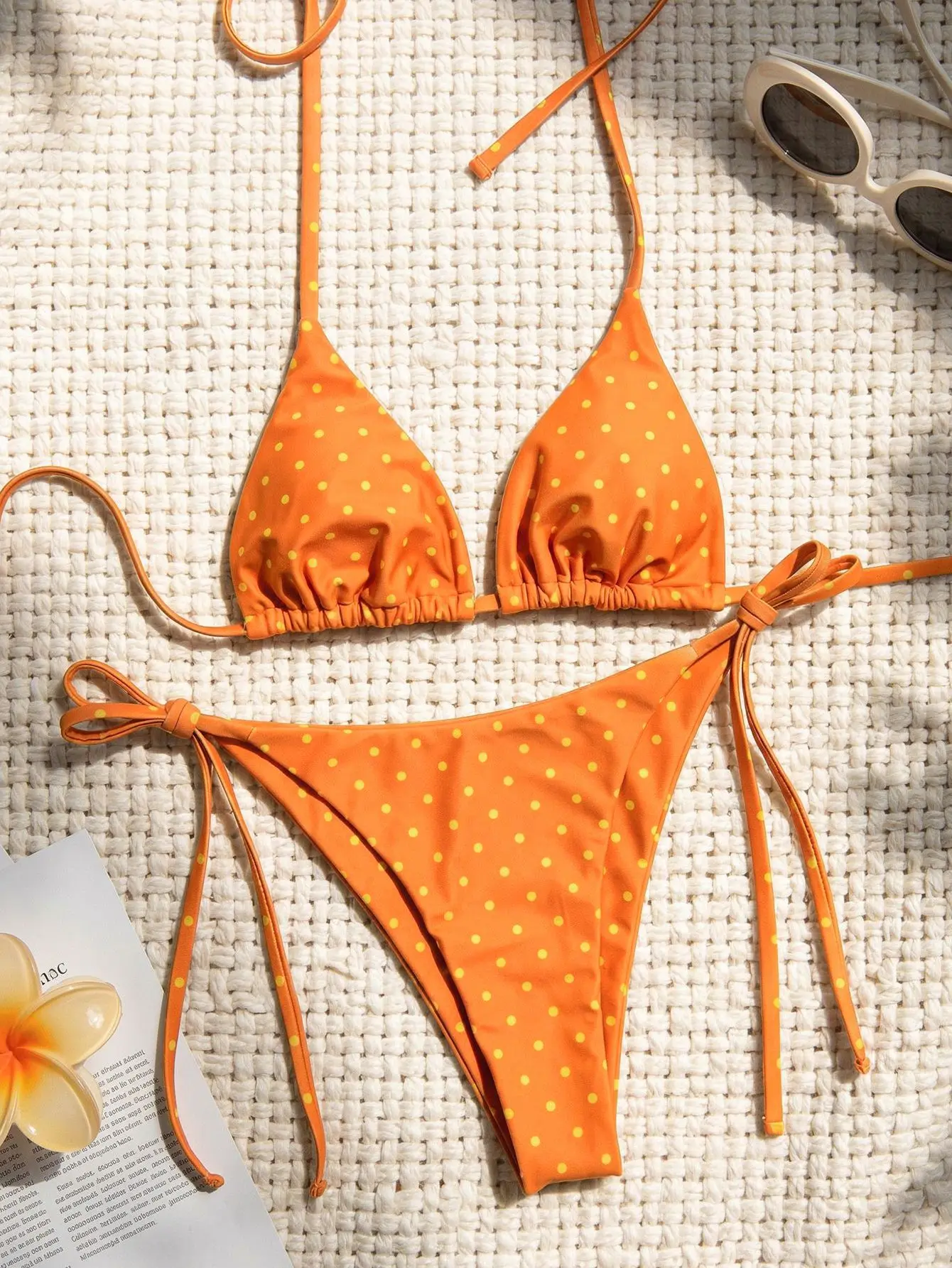 2026 Retro Polka Dot Bikini-Set mit Seitenverschluss für Damen, Sexy Push-Up Neckholder-Bademode, Hochgeschnittener Strand-Badeanzug, Sommer – Detail 27