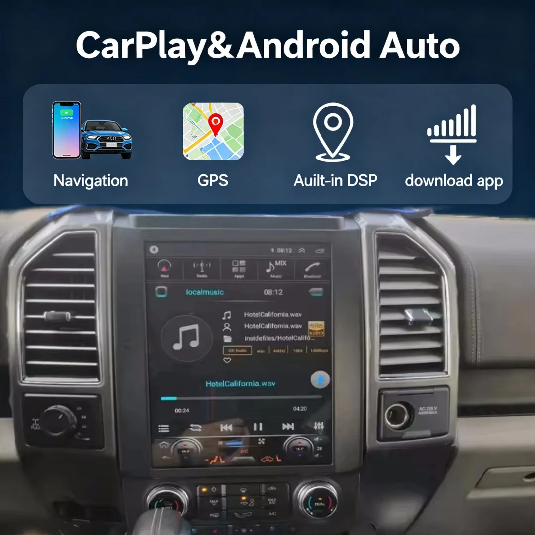 

12.1-дюймовое автомобильное радио на Android 15 для Ford F150 2016-2021, мультимедийный плеер с Carplay, Auto, Bluetooth, 4G, WIFI, DSP, GPS-навигацией