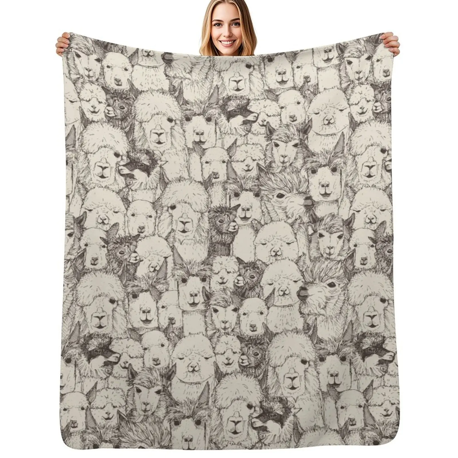 just alpacas natural Throw Blanket christmas decoration Bed Fashionable bed plaid Weighted Comforter Moving Blankets