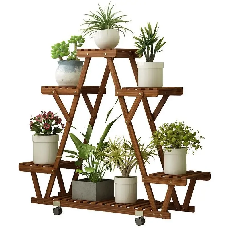 

Flower rack shelf household wooden rack multi-storey indoor special pot rack living room solid wood balcony