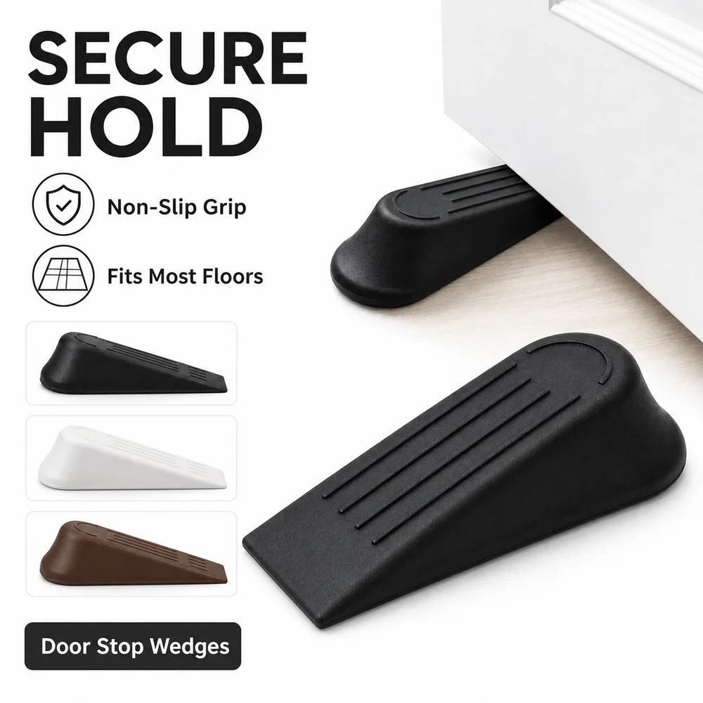 Plastic Door Stop Wedges Wedge Shape Compact Size Door Stoppers Non-Slip Base Buffers Heavy Duty Door Stopper Office Doors