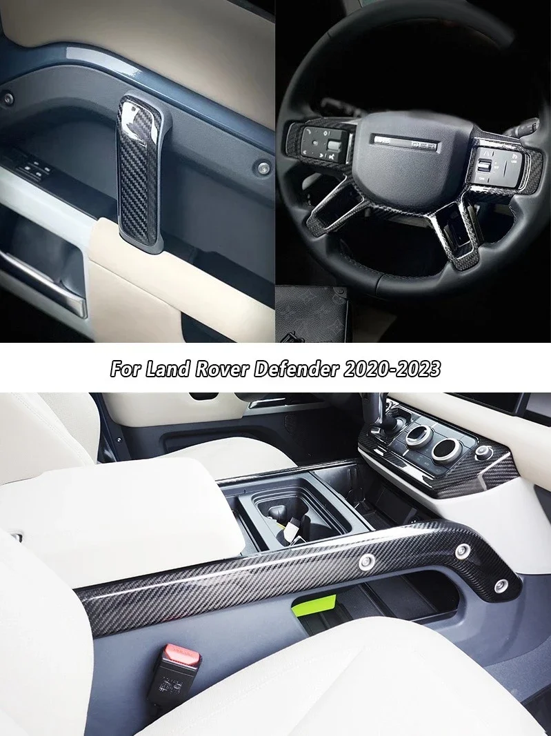 Suitable for Land Rover New Guard 90110 Dry Carbon Fiber Interior Center Control Steering Wheel Handle Shift Frame Replacement