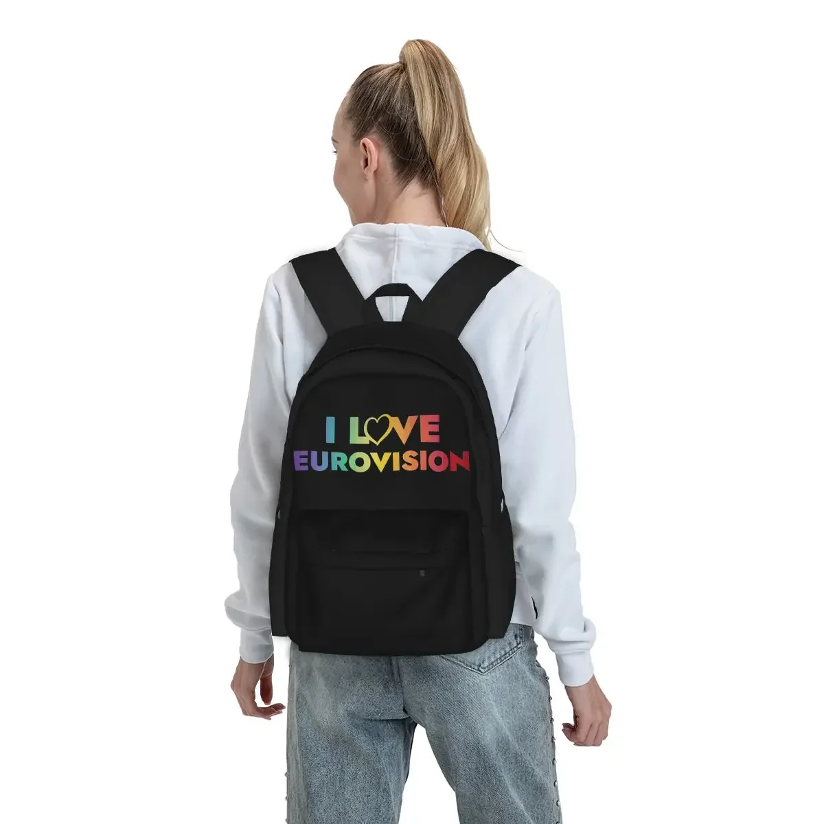 Sac à dos I Love Eurovision pour garçons et filles, cartable pour étudiants, sac à dos de dessin animé pour enfants, sac à dos de voyage initié