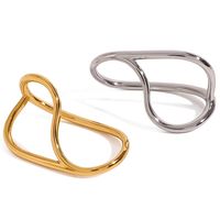 Youthway Textured Line Geometric Double Finger Ring 18K PVD Gold-plated Stainless Steel Personality Jewelry Gift