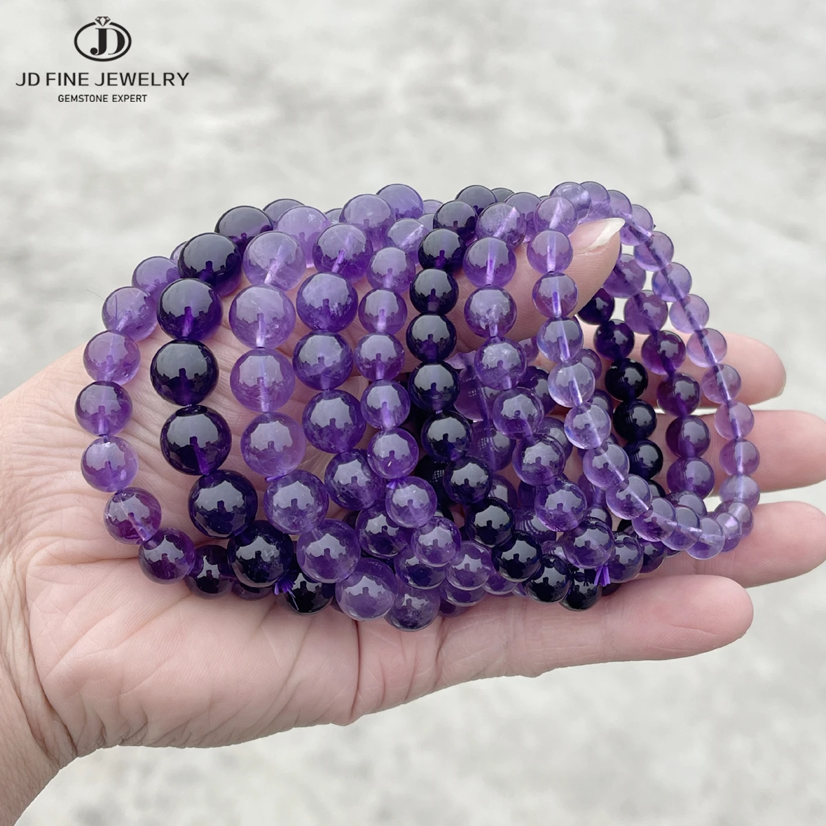 

JD 6A Genuine Natural Uruguayan Amethyst Bead Bracelets for Women Charm Crystal Handmade Stretch Bangles Reiki Healing Jewelry