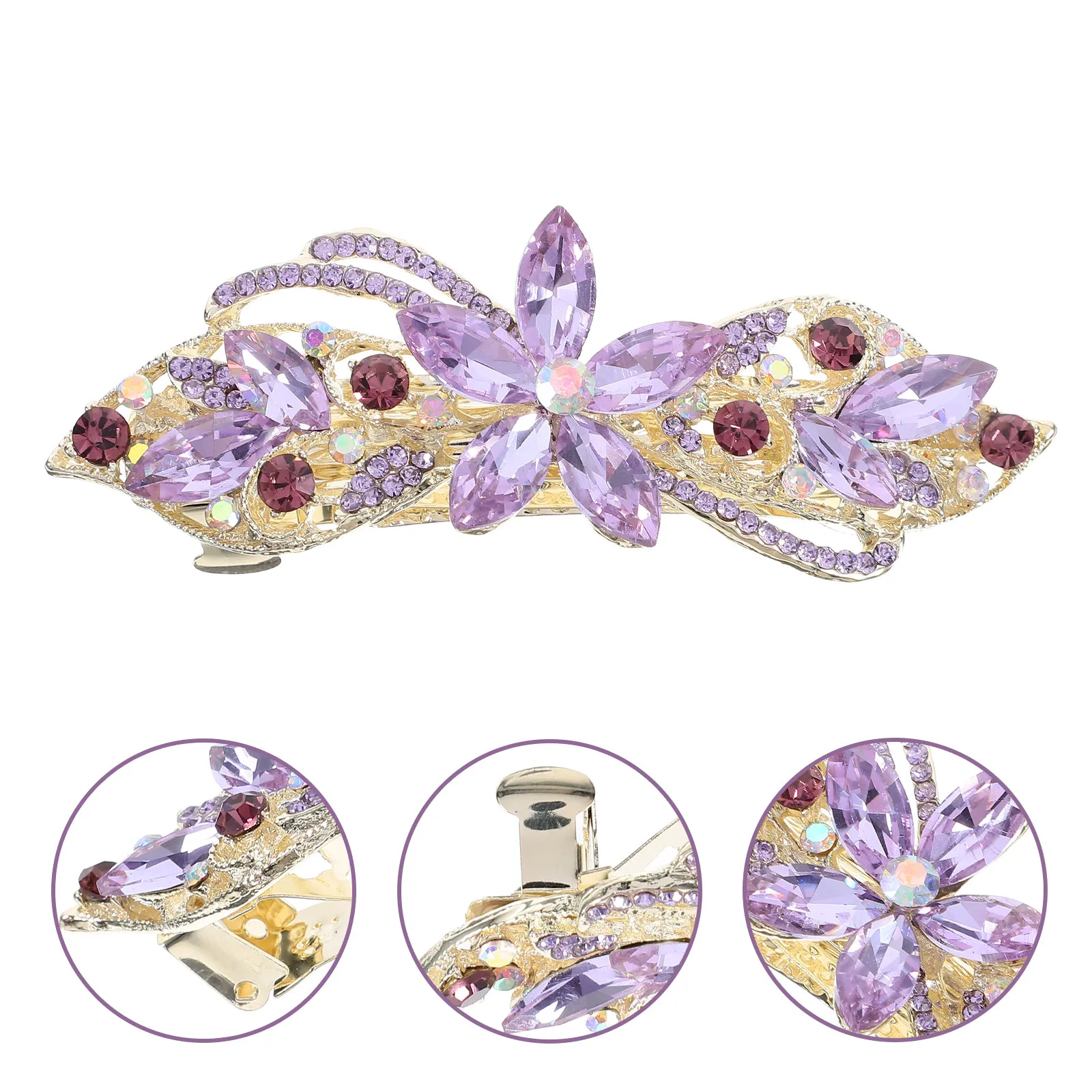 

Rhinestone Barrette Hair Clip Sparkling Secure Hold for Women Formal Events Wedding Party
