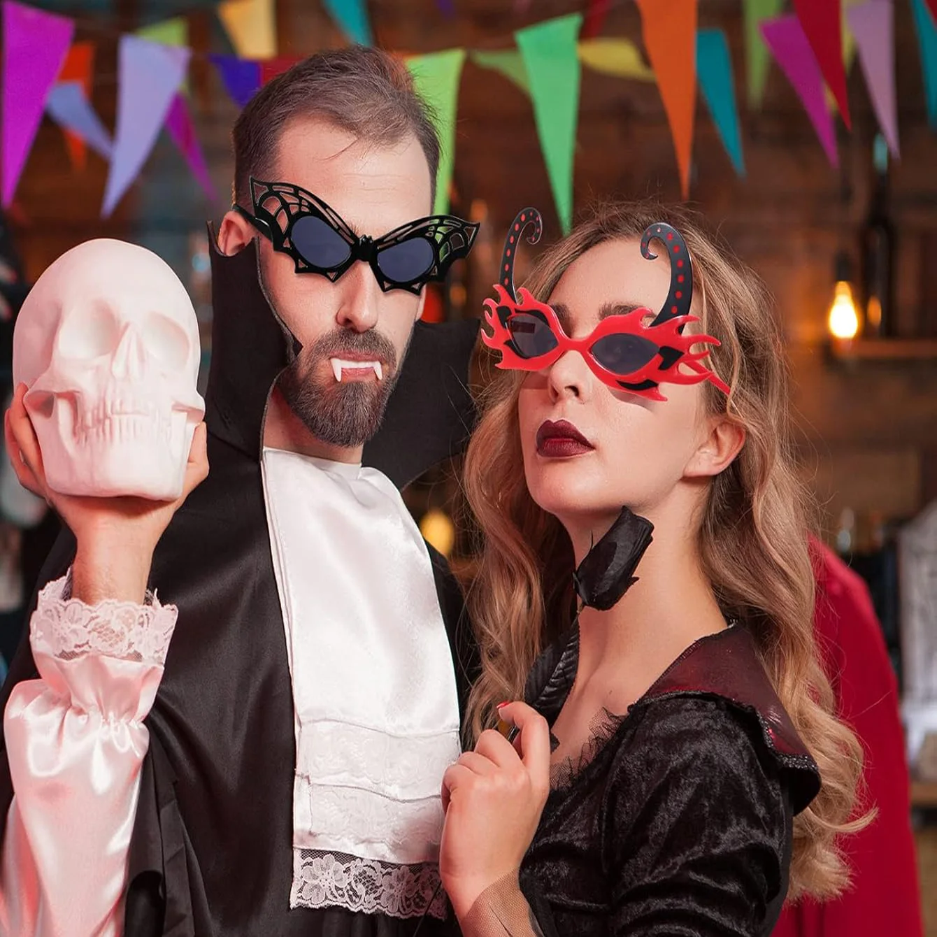 Halloween Mode Brille Neuheit Cosplay Party Requisiten Foto Zubehör Party Gefälligkeiten für Weihnachten Einzigartiges Design Linsen Dekor – Detail 9