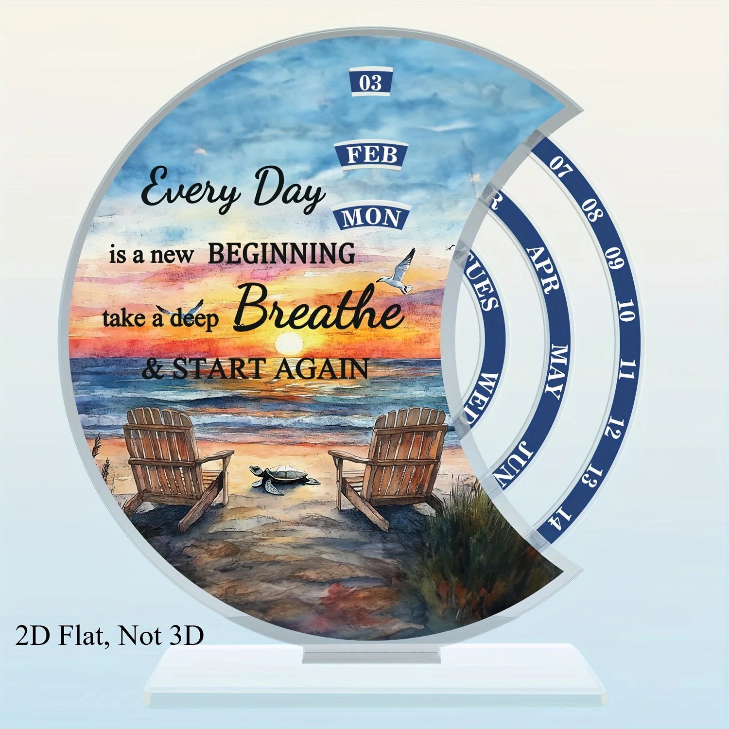 

1PC 2026 Sunshine Calendar，Acrylic Decor with Quote 'Every Day is a New Beginning', Perpetual Calendar, Handcraft desk calendar