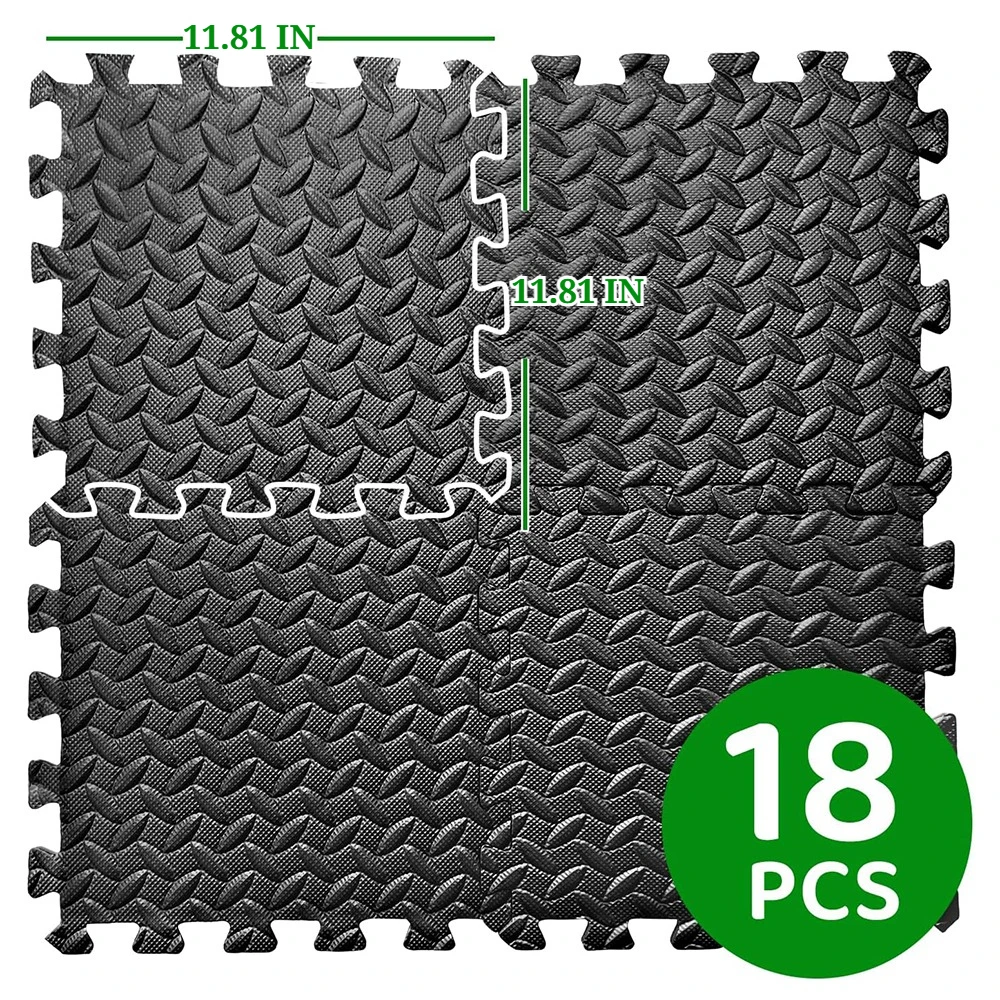 18/36Pcs Dark Interlocking Soft Foam Floor Mat - Summer Protective Gym Flooring Set EVA Puzzle Floor Tiles Sports Home Fitness