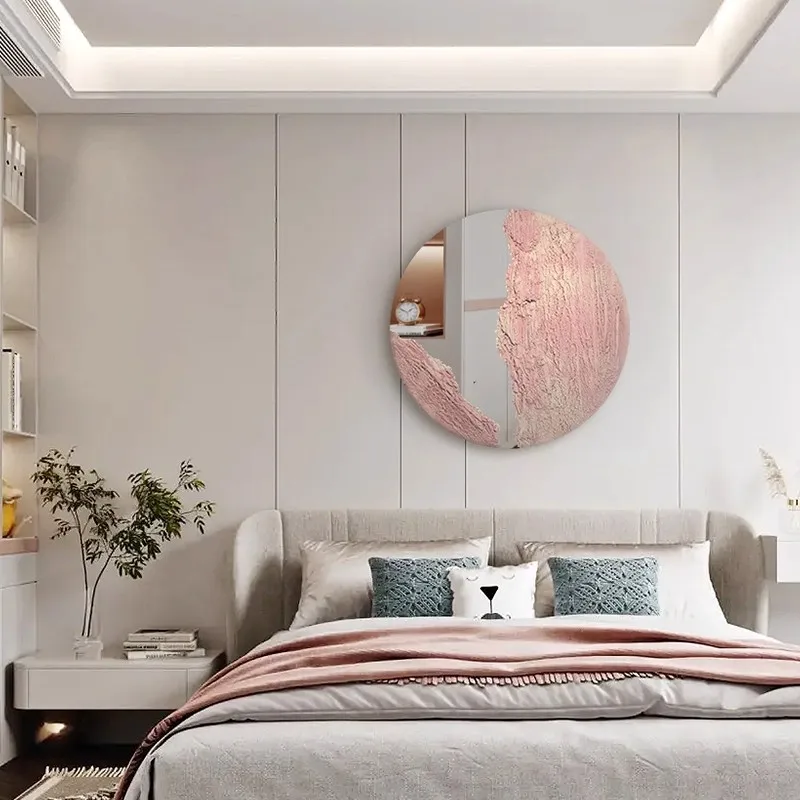 Light Luxury Minimalist Art Decorative Mirror Round Shape Explosion-Proof Glass Mirror Three-Dimensional Moon Dressing Mirror