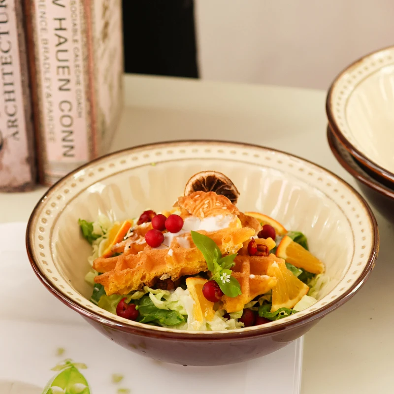 

Европейская элегантная рельефная чаша для овощей, салатов и пасты, легкая роскошная, для коммерческого использования, подходит для микроволновой печи