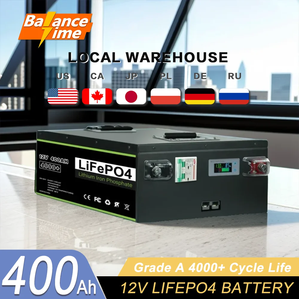 New 12V 24V 48V 100Ah 200Ah 280Ah 300Ah 400Ah LiFePO4 Battery Pack New Grade A Built-in BMS for RV Boats Solar Energy No Tax