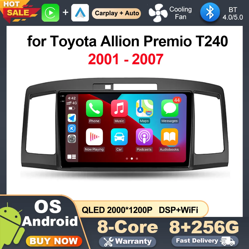 

Car Multimedia 9 inch For Toyota Allion Premio T240 2001 - 2007 Android Intelligent System GPS Navi Radio Video Player Head Unit