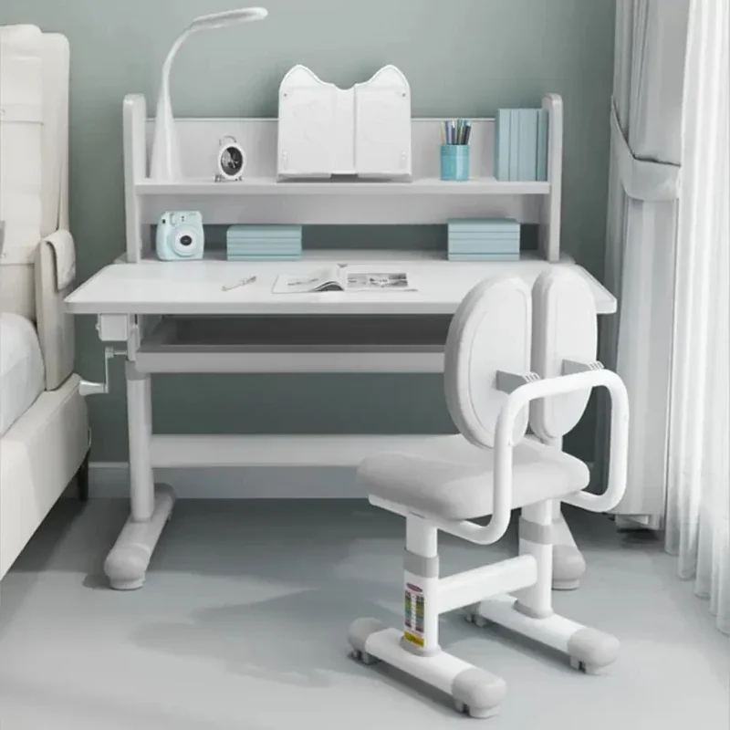 

Kids Desk and Chair Set Height , Children Study Table with Tilt Desktop, School Functional Writing Desk with Drawers