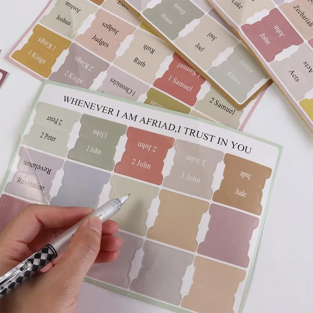 Personalized 5 Sheet Bible Index Writable Self-adhesive Bible Sticker Paper Tabs Removable Bible Label Bookmark