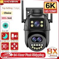 12MP Three Lens Dual Screen 8X PTZ Zoom Wifi Camera Color IR Night Vision Auto Tracking Cloud Wifi PTZ Surveillance Camera ICSEE