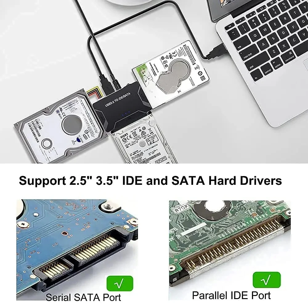 SATA/IDE to USB 3.0 Adapter Hard Drive Adapter Cable Converter for 2.5/3.5 Inch SATA and IDE HDD Support 6TB For PC Macbook