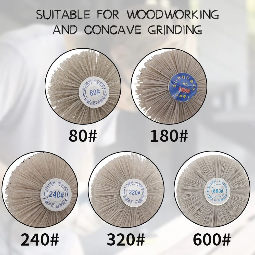 4pcs 80mm Drill Abrasive Wire Grinding Wheel Nylon Bristle Polishing Brush for Wood Furniture Mahogany Finish