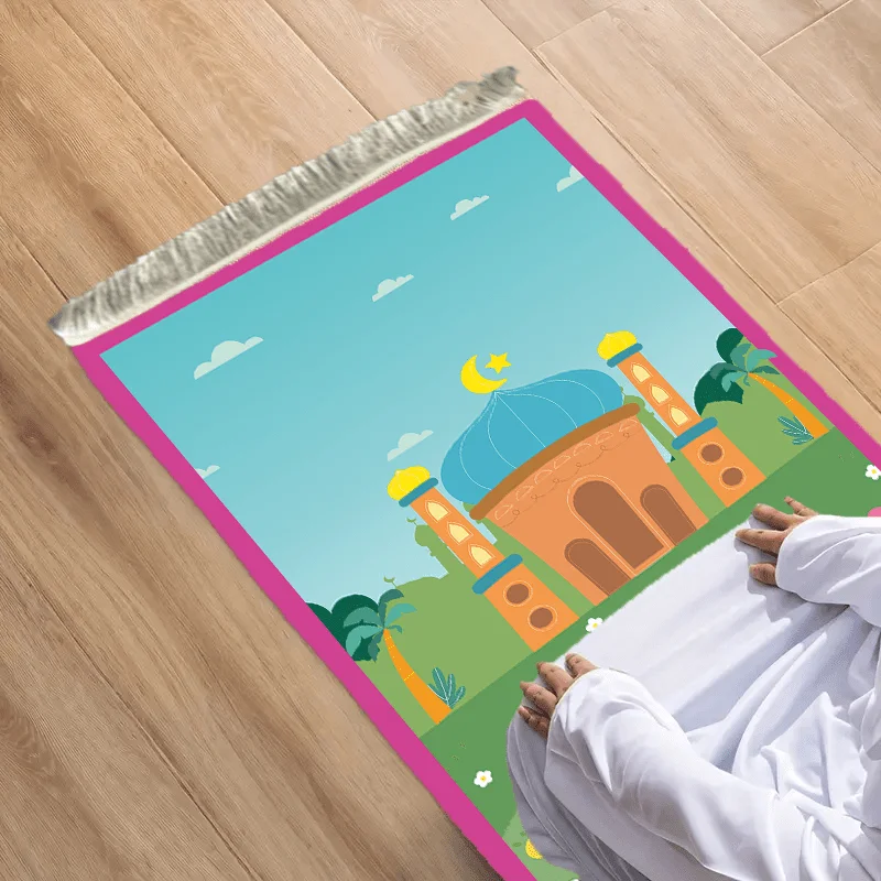 

VIKAMA Portable Foldable Prayer Mat for Mosque Flowers Islamic Family Praying Mat Indoor/Outdoor Ramadan Muslim Prayer Mat