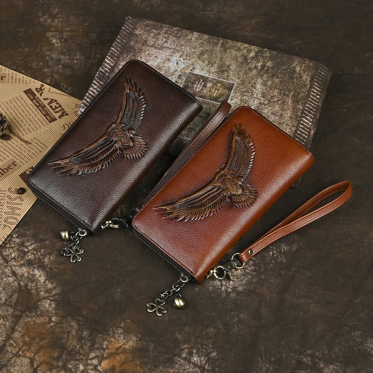 

New wallet long men's large capacity multi slot wallet leather phone bag handbag women's bag