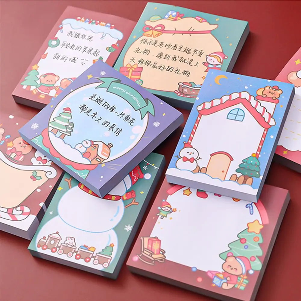 Cartoon Claus Santa Self-Adhesive Notepad Paper Posts Stationery Writing Paper Christmas Memo Pads Message Notes Sticky Notes