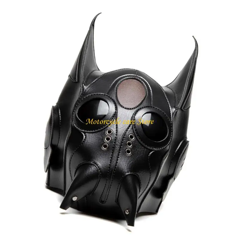 Punk Style Adjustable Mask For Halloween Motorcycle Riding Cosplay Party Costume Accessory Breathable Leather Material