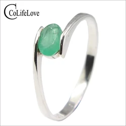 Hotsale 925 Silver Emerald Ring for Engagement 4mm * 6mm Natural Emerald Silver Ring Real 925 Silver Emerald Jewelry