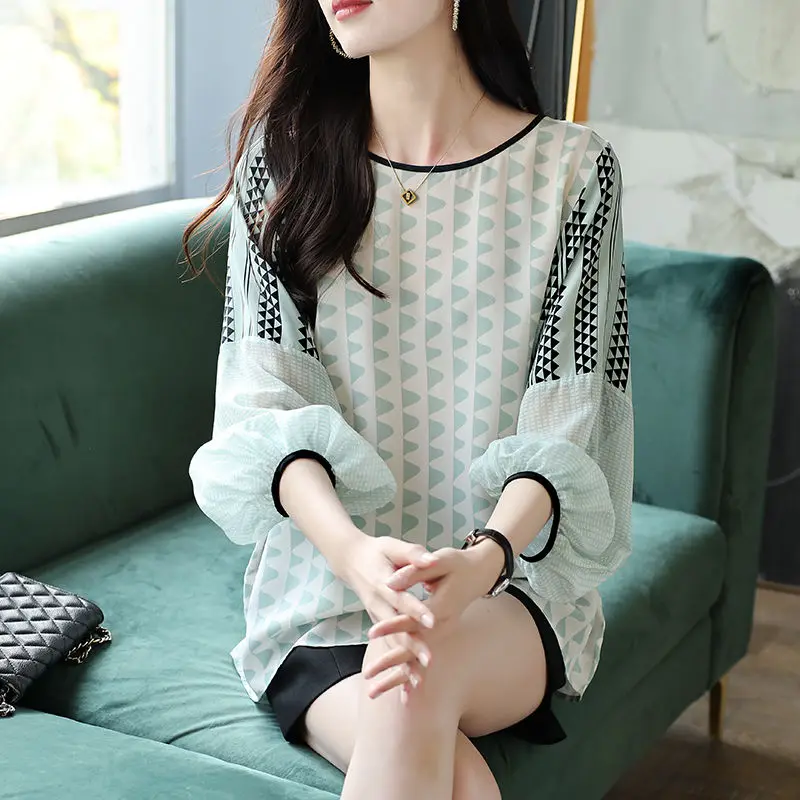 Blouse Vrouwelijke 2023 Zomer Casual Mode Koreaanse Sim Uitvoeren Vleermuis Mouw Polka Pot Printing O Hals Blouse Vrouwelijke Tops